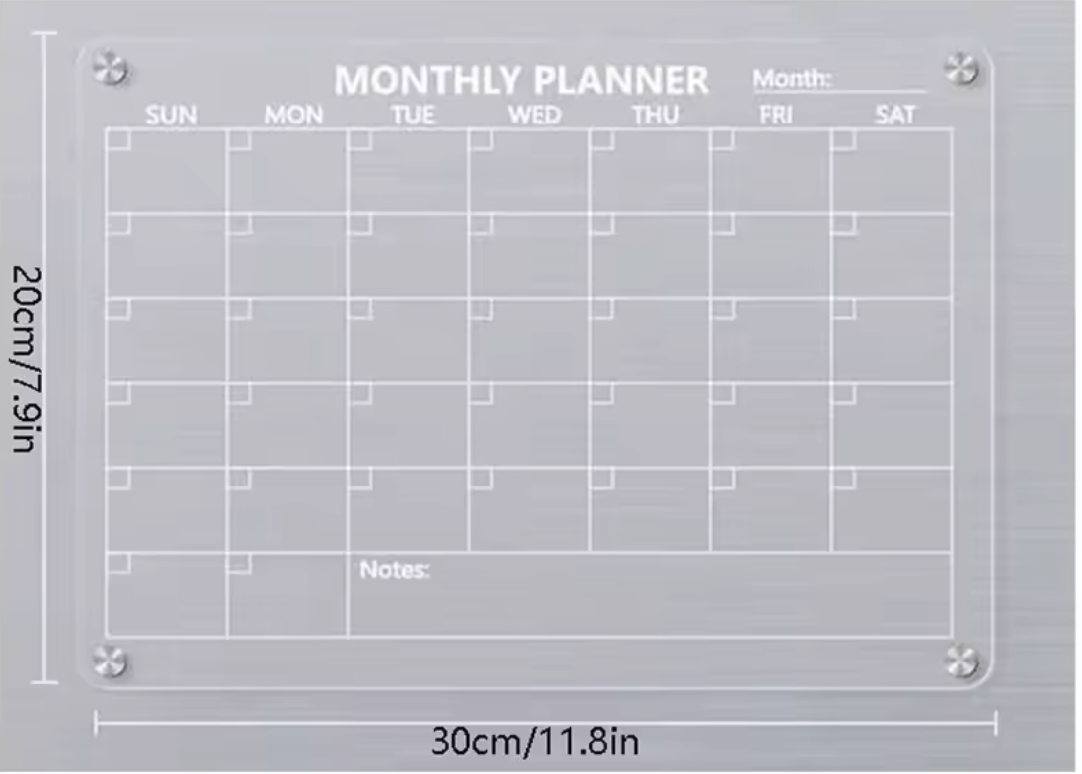 Transparent Magnetic Planner (Monthly)